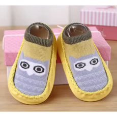  Csúszásgátlós babacipő, puha talpú babazokni - Sárga bagoly-12 cm