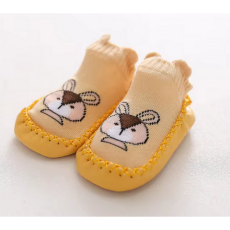  Csúszásgátlós babacipő, puha talpú babazokni - Sárga nyuszis-12 cm