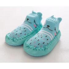  Csúszásgátlós babacipő, puha talpú babazokni - Türkiz cica-14 cm gyerek cipő