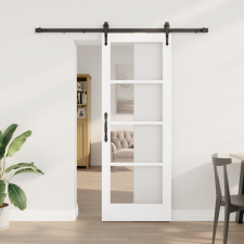  Csúszóajtó Hardver Készlettel Fehér 73.5x198.5 cm Szilárd Fenyő építőanyag