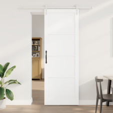  Csúszóajtó hardver készlettel Fehér 83x232 cm Masszív Fenyőfa építőanyag
