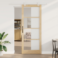  csúszóajtó hardver szettel 93x232 cm Tömör fa fenyő építőanyag
