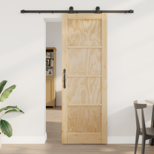  Csúszóajtó kiegészítő készlettel 73,5x211 cm Szilárd fa fenyő építőanyag