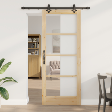  csúszóajtó kiegészítő készlettel 86x211 cm Tömör fenyőfa építőanyag
