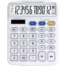 CTIFREE - ECO-001 fehér számológép, 120x154mm, 12 számjegy, dual power számológép