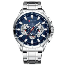 Curren 8363 férfi kronográf karóra 42 mm, kék számlap, ezüst szíj karóra