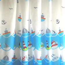 Curtain AHOY, hajós gyerekmintás voile, fényáteresztő függöny anyag, 180 cm magas AKCIÓS! lakástextília