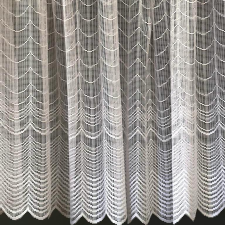 Curtain KAPOS, íves mintás, vastag fehér jacquard függöny anyag, 200 cm magas lakástextília