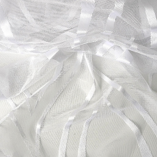 Curtain WAWY, fehér jacquard függönyanyag, modern hullám mintával, 290 cm magas lakástextília