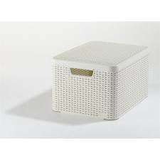 CURVER 205862 Rattan hatású kosár tetővel 30l - Törtfehér (205862) bútor