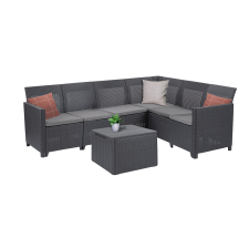 CURVER Claire VII 6 személyes sarokgarnitúra párnatartós asztallal kerti bútor