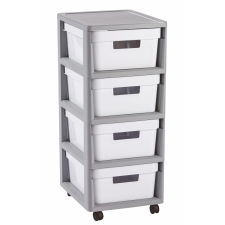 CURVER Infinity Fiókos tárolódoboz 4x11L - Fehér/Szürke bútor