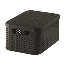 CURVER Rattan hatású kosár tetővel, 6l, barna, CURVER,  Style S bútor