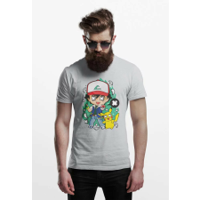  D&amp;B Férfi Unisex Póló PC00023 Pokemon Szürke-Méret L férfi póló