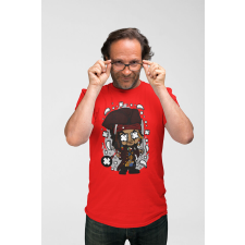 D&B Férfi/Unisex Póló PC00055 Jack Sparrow Piros-Méret L férfi póló