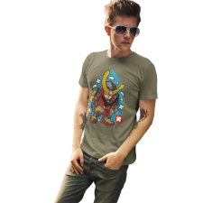 D&B Férfi/Unisex Póló PC00108 TengenToppaGurrenLagan Katonai zöld-Méret L férfi póló