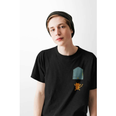  D&B Férfi/Unisex Póló PO00011 Falling Cat Pocket Fekete-Méret L
