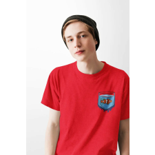 D&amp;B Férfi/Unisex Póló PO00012 Fish Pocket Piros-Méret L férfi póló
