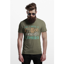 D&B Férfi/Unisex Póló ST00010 Coffee Katonai zöld -Méret L férfi póló