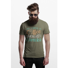  D&B Férfi/Unisex Póló ST00010 Coffee Katonai zöld -Méret XL