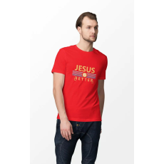  D&B Férfi/Unisex Póló ST00022 Jesus Piros-Méret 5XL