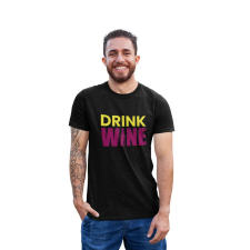 D&B Férfi/Unisex Póló ST00033 Drink Wine Fekete-Méret L férfi póló