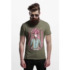  D&B Férfi/Unisex Póló ST00037 Deer Katonai zöld -Méret 4XL