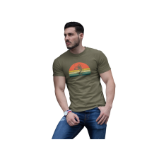 D&B Férfi/Unisex Póló ST00088 Fishing Katonai zöld -Méret M férfi póló