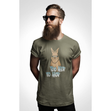  D&B Férfi/Unisex Póló ST00145 Too Hip To Hop Katonai zöld-Méret M