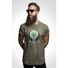  D&B Férfi/Unisex Póló ST00147 You Only Live Katonai zöld-Méret M