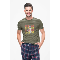  D&B Férfi/Unisex Póló ST00162 Home Run Katonai zöld-Méret S