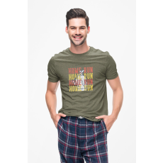  D&B Férfi/Unisex Póló ST00162 Home Run Katonai zöld-Méret XL