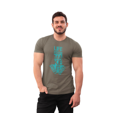  D&B Férfi/Unisex Póló ST00171 Life Katonai zöld-Méret M