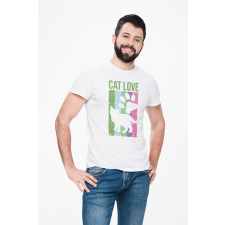 D&B Férfi/Unisex Póló ST00209 Cat Love Fehér-Méret L férfi póló