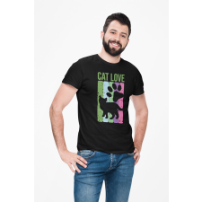 D&B Férfi/Unisex Póló ST00209 Cat Love Fekete-Méret M férfi póló