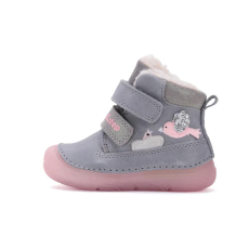 D.D. Step D.D.Step Kislány Bélelt bokacipő fluoreszkálós - Madárkás - Szürke - W082-52314B-22