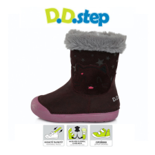 D.D.step - Gyerekcipő - Téli bélelt bőr bokacsizma - lila, macska gyerek cipő