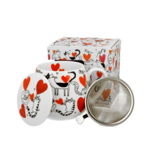  D.G.34639 Porcelánbögre tetővel,fémszűrővel,430ml,dobozban, Serca bögrék, csészék