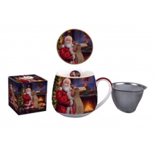 D.G.36022 Porcelánbögre tetővel, fémszűrővel, 430ml, dobozban, Santa Letter bögrék, csészék