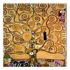 D.I.19-07 Üveg falióra 30x30cm, Klimt: Életfa falióra