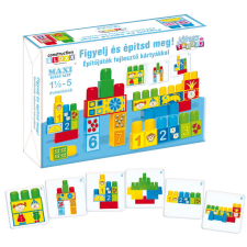 D-Toys Építőjáték Maxi Bloxx szett, Figyelj és építsd meg, fejlesztő kártyákkal 686 barkácsolás, építés