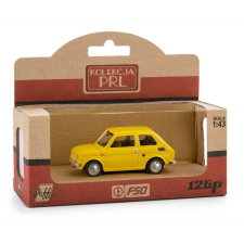 Daffi : PRL Fiat 126p autó fém és műanyag modell - Sárga autópálya és játékautó