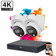 Dahua 2 dome biztonsági kamerás IP kamera rendszer 8MP színes éjszakai képpel megfigyelő kamera
