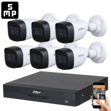 Dahua 5 Megapixel 6 csőkamerás rendszer 30 méter látótávolság (6DAHUA-5MP-30) megfigyelő kamera