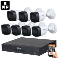Dahua 5 Megapixel 7 csőkamerás rendszer 30 méter látótávolság (7DAHUA-5MP-30) megfigyelő kamera