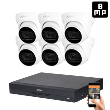 Dahua 6 dome kamerás 8MP 4K kamera rendszer szett 30 méter éjjellátással megfigyelő kamera