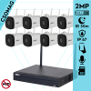  Dahua 8 cső kamerás WIFI megfigyelőrendszer 2MP cső biztonsági kamera, 2.8 mm-es fix objektívvel, beépített WiFi antennával és mikrofonnal, microSD kártyafoglalat, infravörös éjjellátó, IR 30m, kültéri