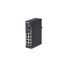 Dahua switch - PFS3110-8T (8x 100Mbps + 1x 1Gbps + 1x SFP, L2; ipari kivitel; 12VDC) hub és switch