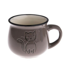  DAK.KK5058 Kerámiabögre rajzos cicás, 213ml, taupe bögrék, csészék