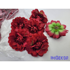  Dália selyemvirág fej 11cm - Zöldes Bordó dekorációs kellék